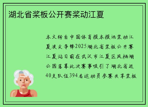 湖北省桨板公开赛桨动江夏